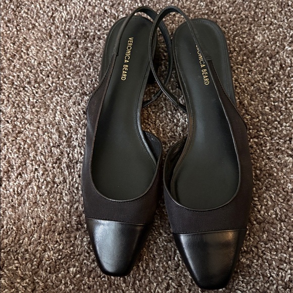 Veronica Beard Black Slingback Cap Toe Leather Mesh Heels Size 9.5 - Picture 2 of 7